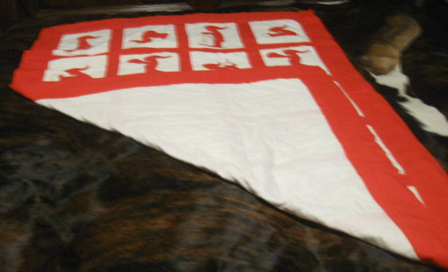 HAND STITCHED QUILT RED AND WHITE BOY SPORTS THEMED