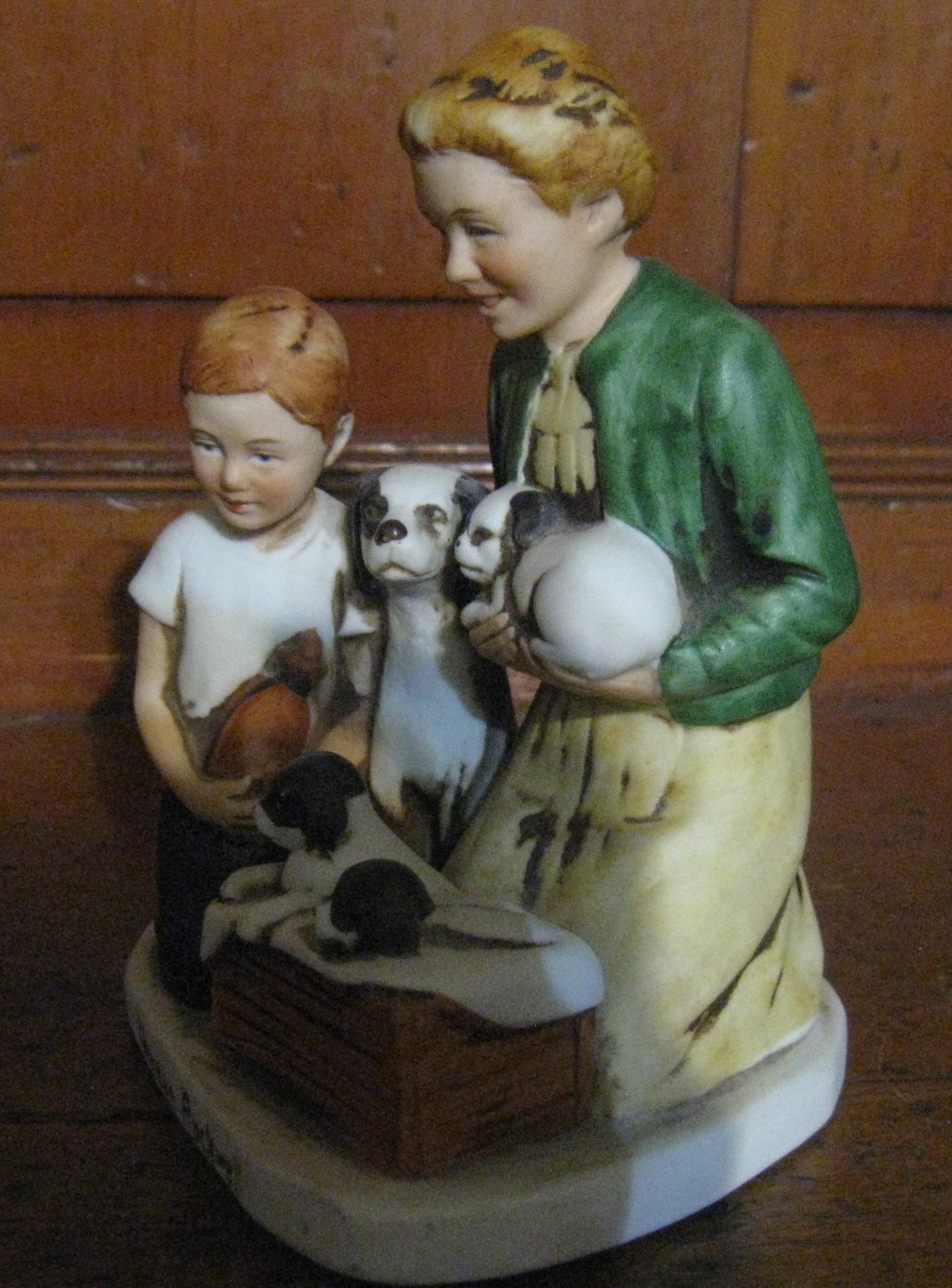 Norman Rockwell "Mother and Son with Puppies" Porcelain Figurine