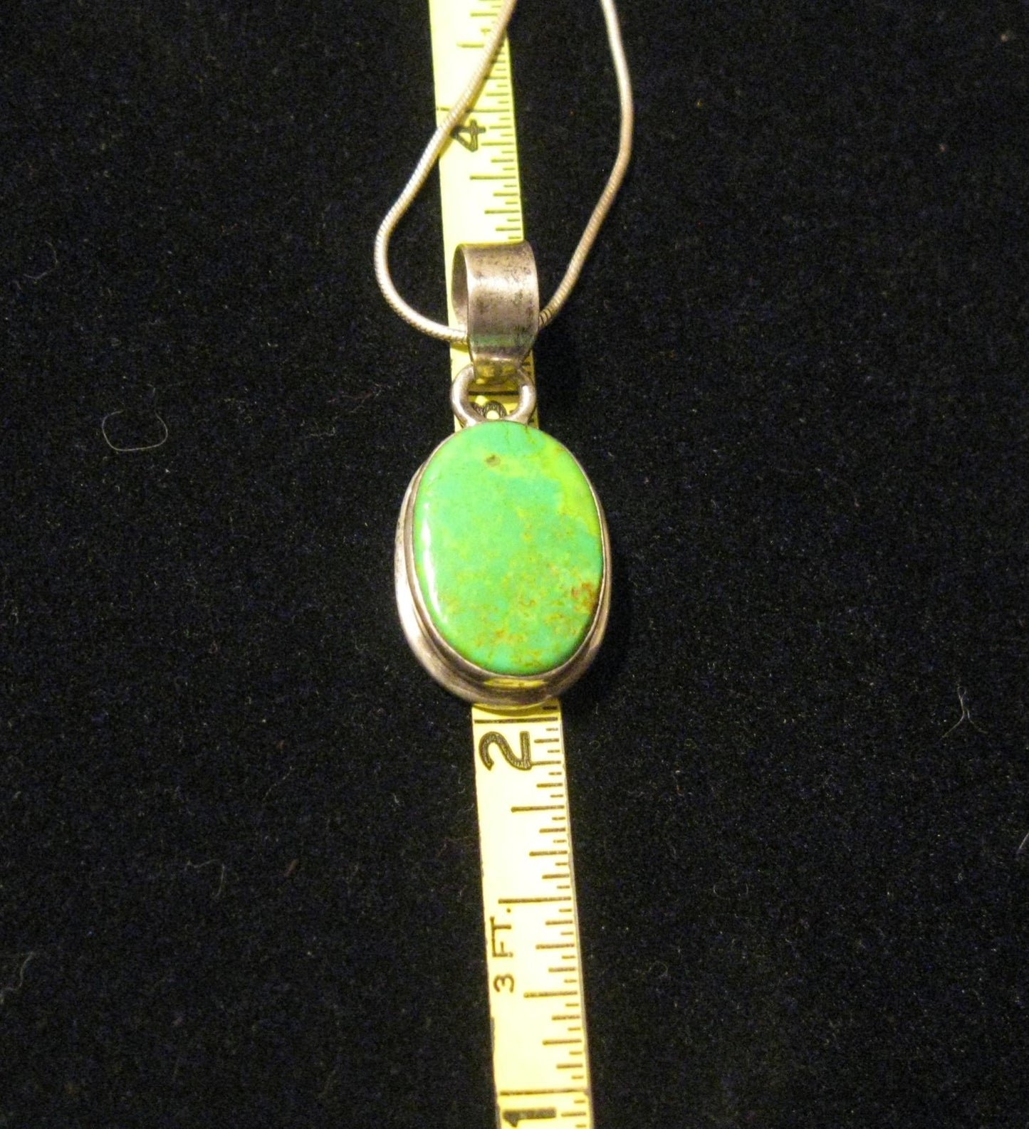 Sterling Silver Baroni Chain w/ Green Turquoise Pendant