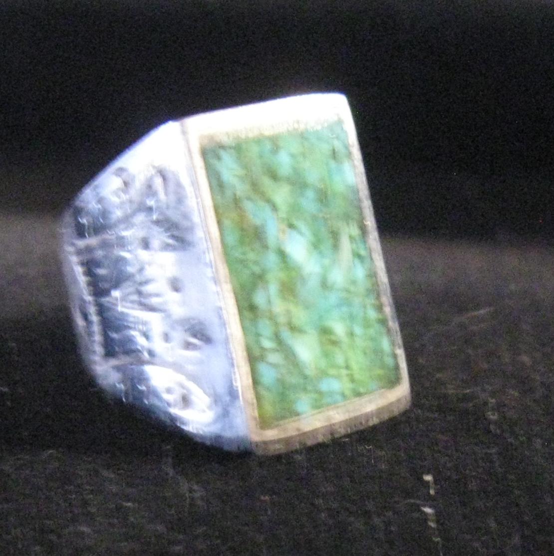 Man's Compressed Turquoise Ring