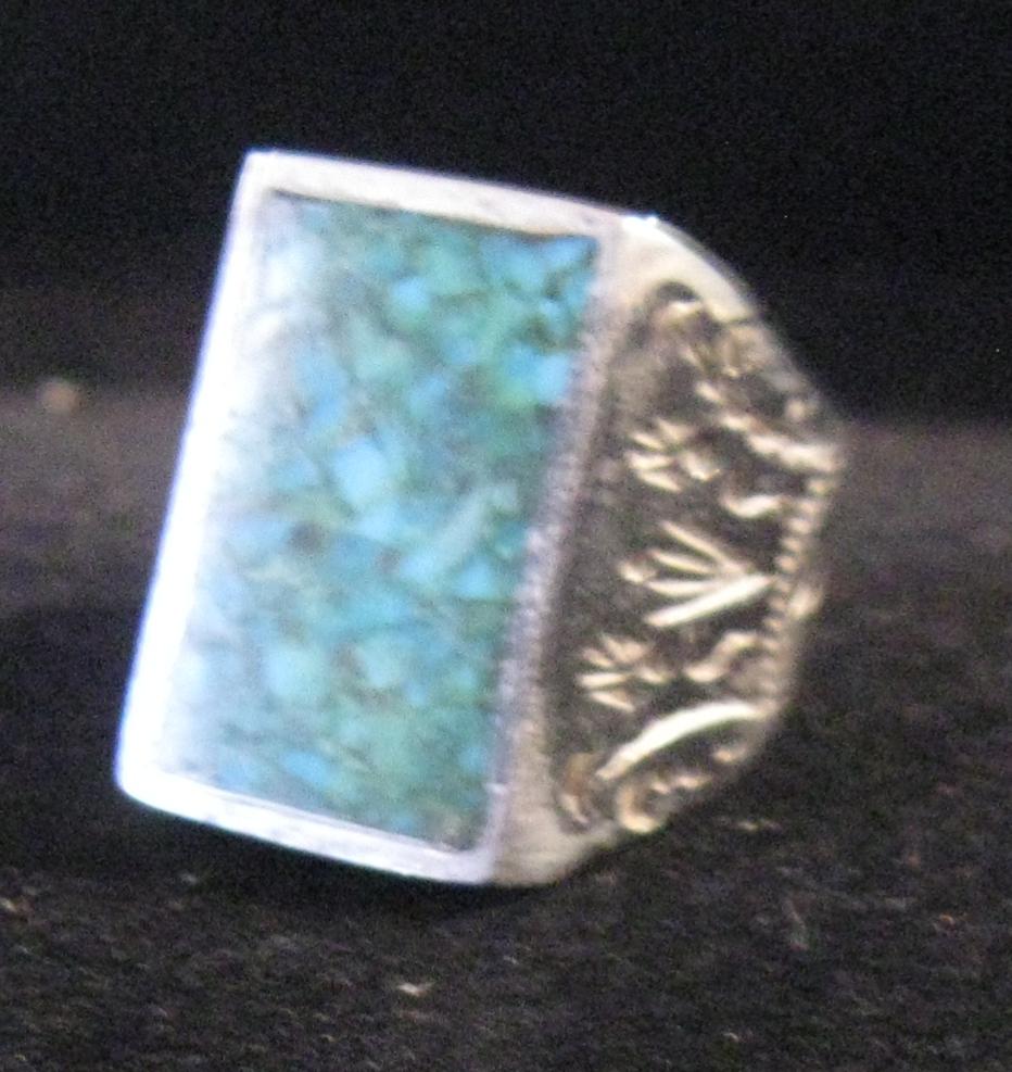 Man's Compressed Turquoise Ring