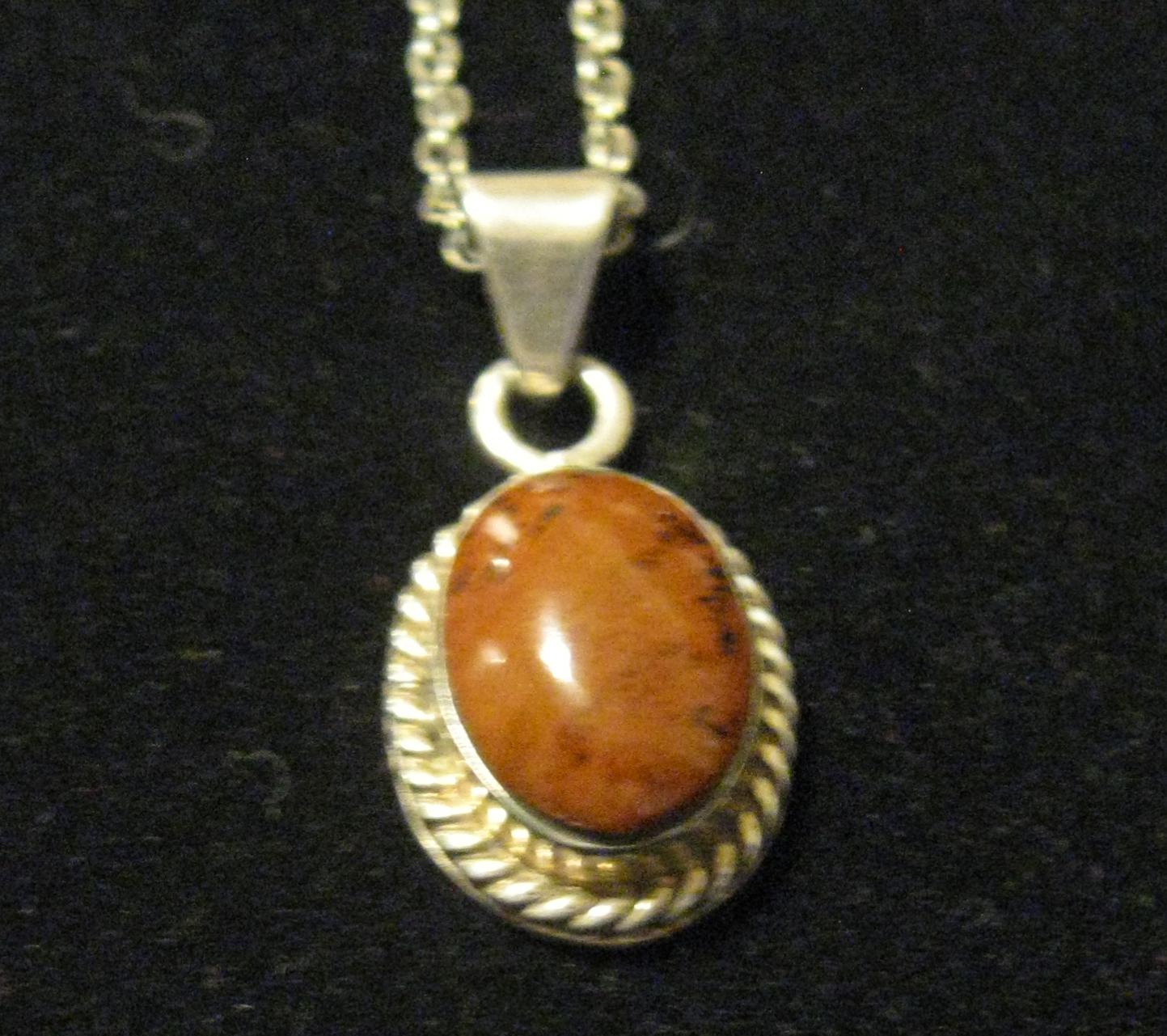 Earth Amber Stone / Sterling Silver Pendant