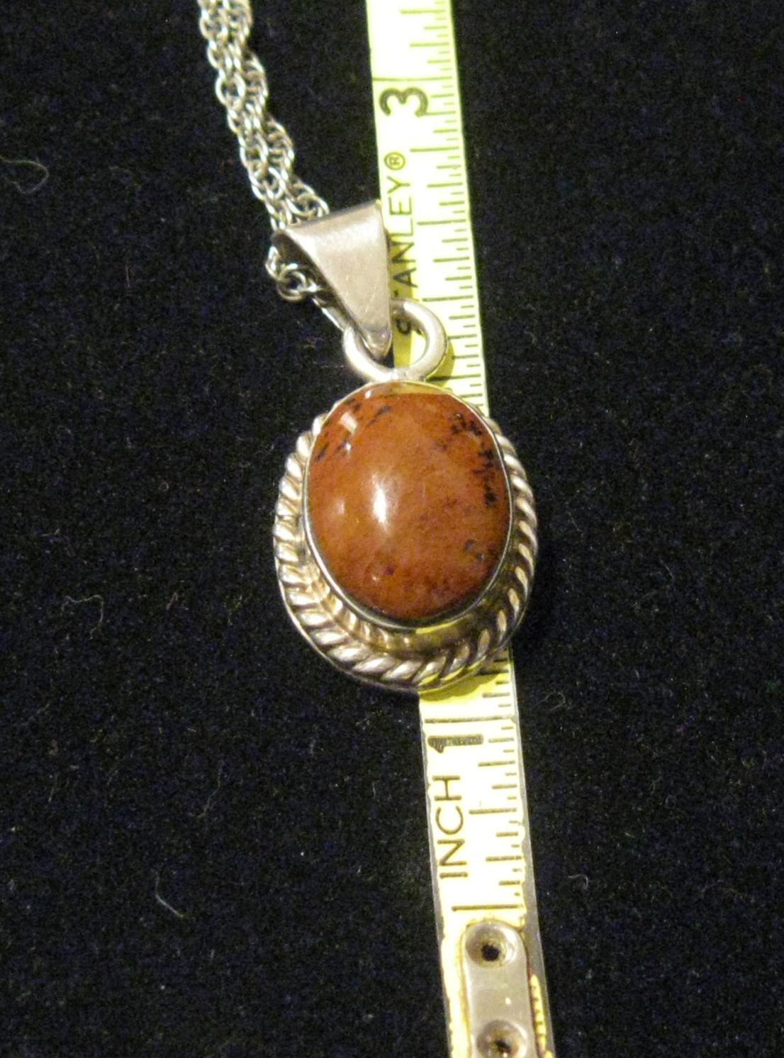 Earth Amber Stone / Sterling Silver Pendant