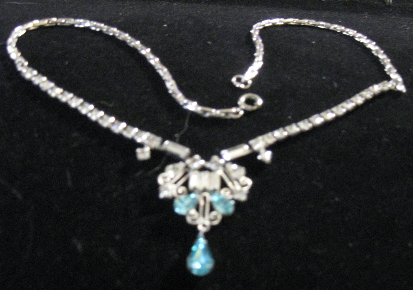 Light blue & Clear Rhinestone Necklace
