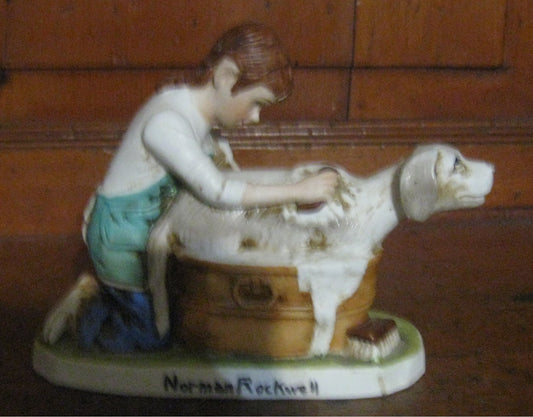 Norman Rockwell "Washing the Dog"  Porcelain Figure