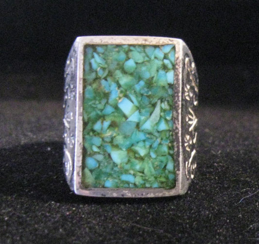 Man's Compressed Turquoise Ring