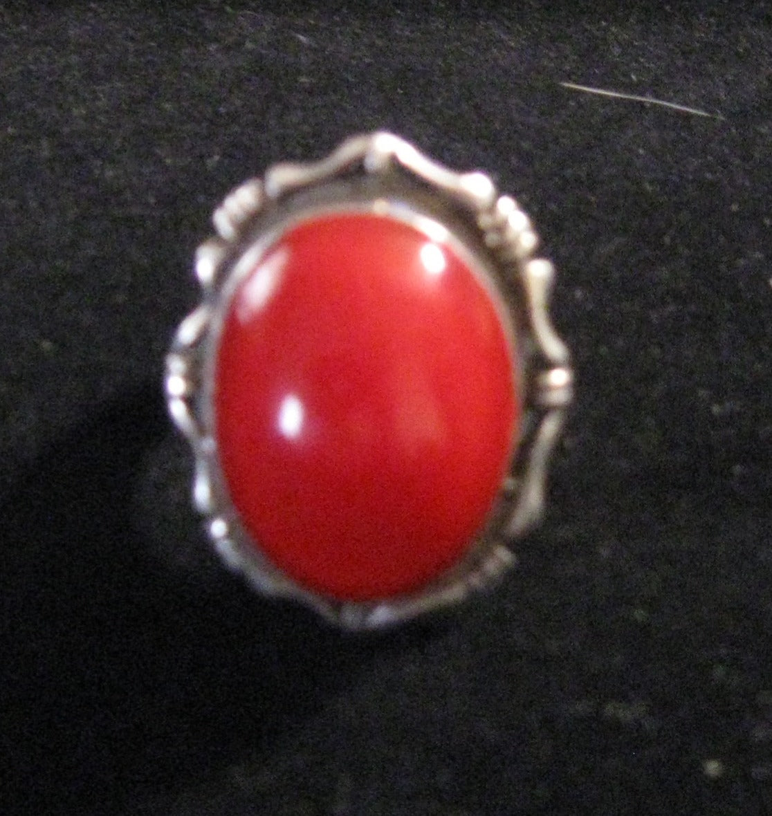 Sterling Silver & Red Onyx Stone Ring