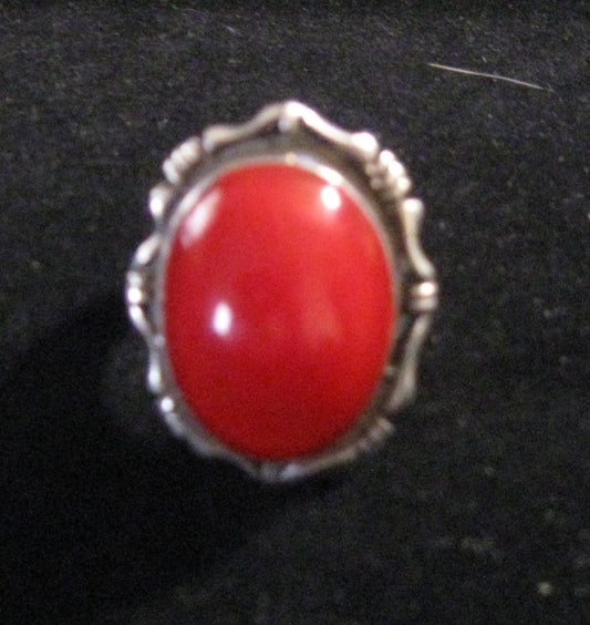 Sterling Silver & Red Onyx Stone Ring