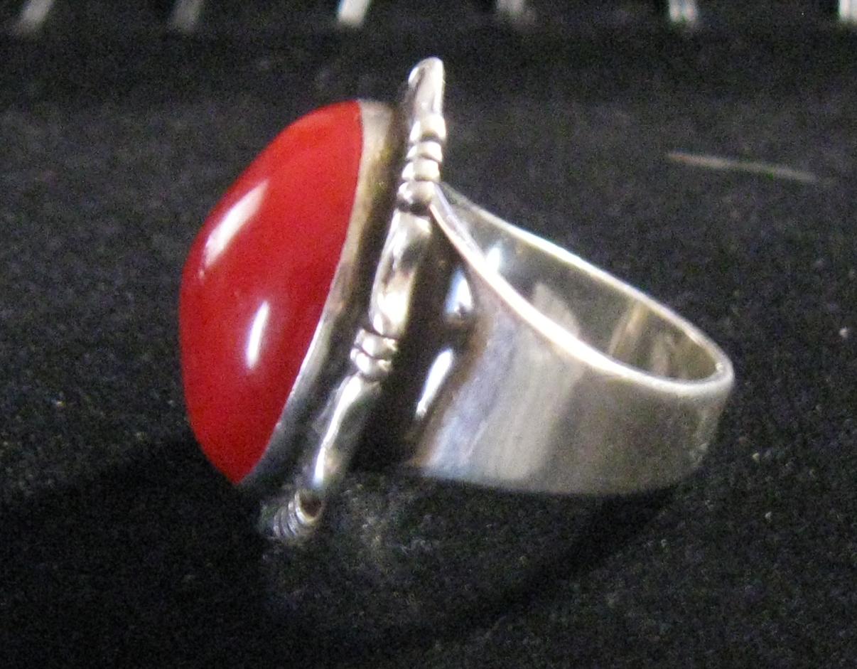 Sterling Silver & Red Onyx Stone Ring